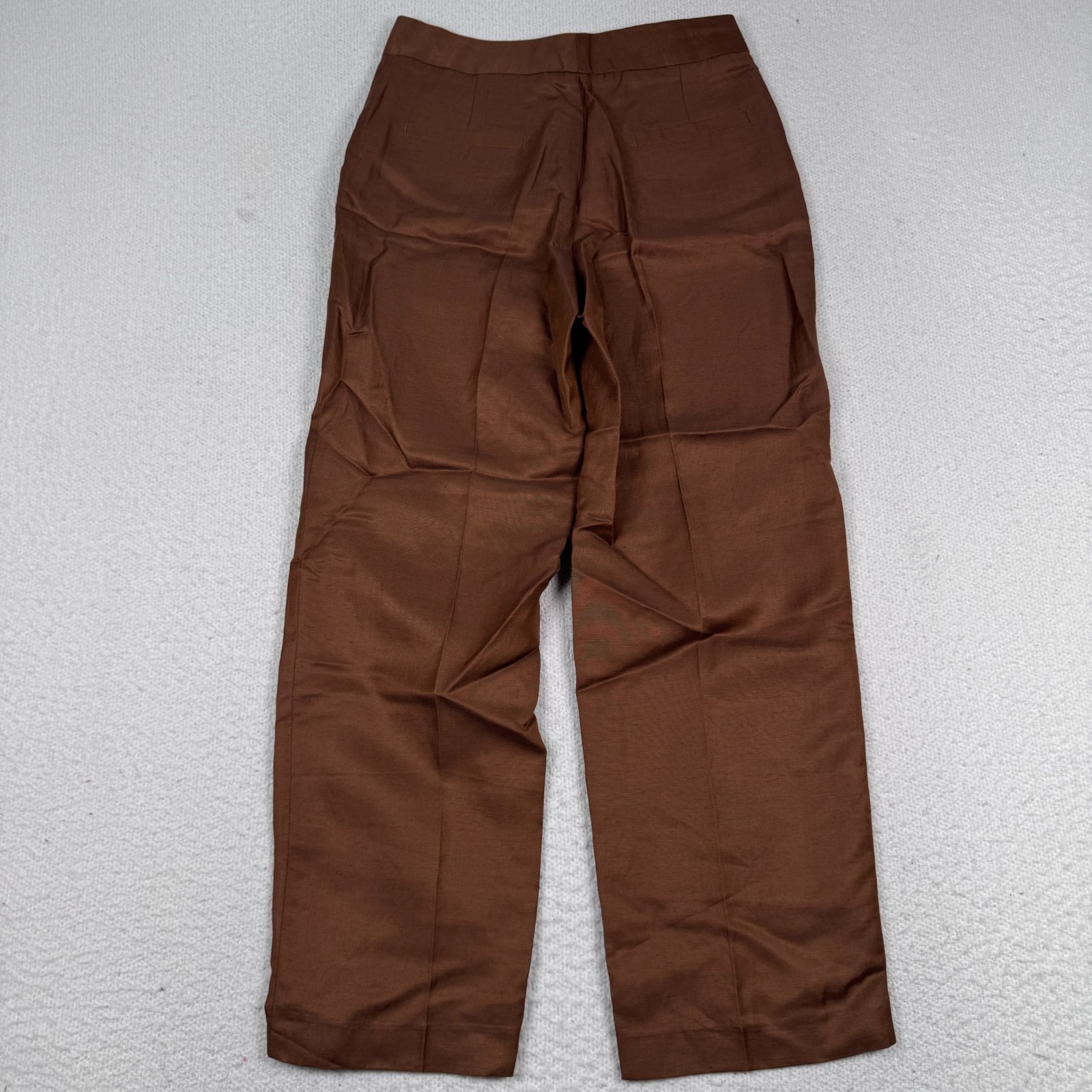 Nwt Massimo Dutti Pants Sz 2 Linen Blend Flowing High Waisted Barrel Fit Trouser — image 5 of 8